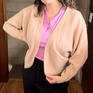 Vintage Pink Cardigan | angora lambswool nylon